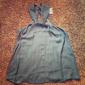 Silk Teal Halter Top